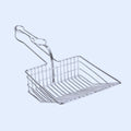 Stainless steel wire cat litter scoop with a deep slotted basket and a long looped handle
