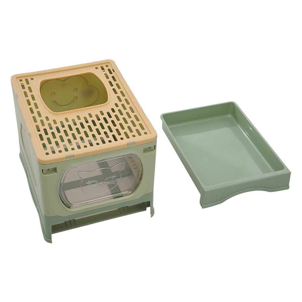 The litter box with its drawer taken out beside it