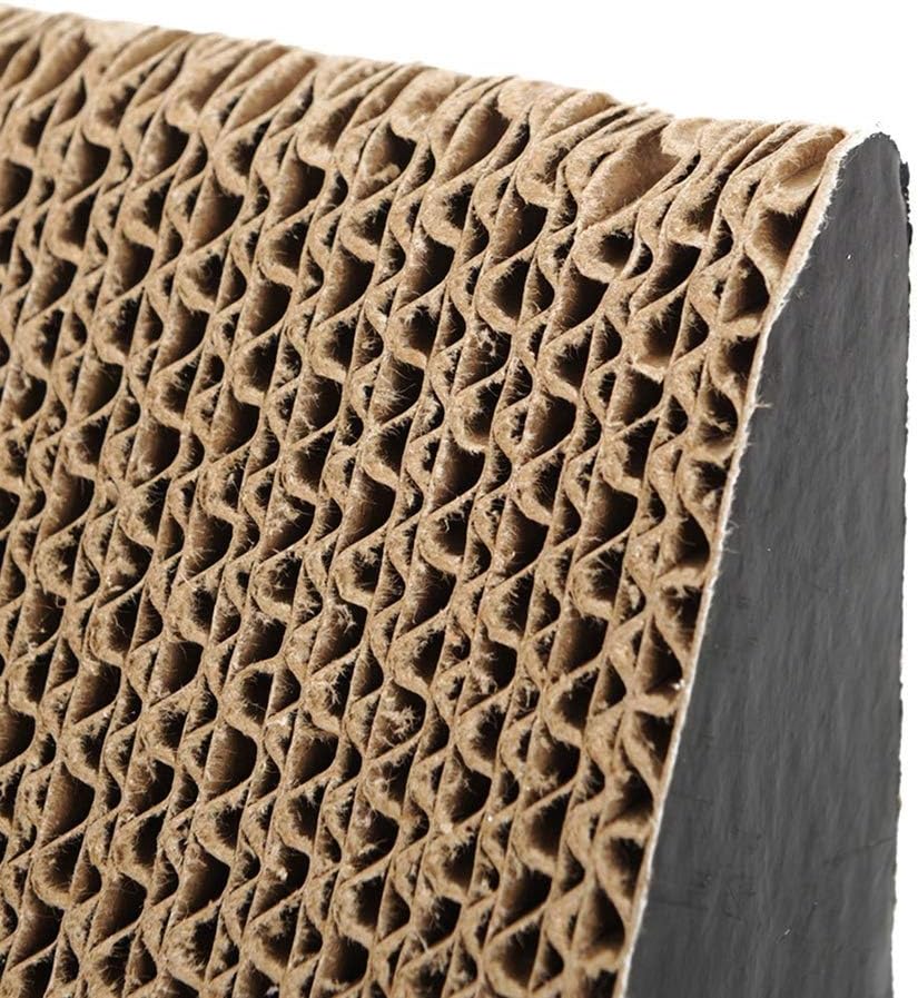Close-up of the corrugated cardboard scratching face and the black side panel