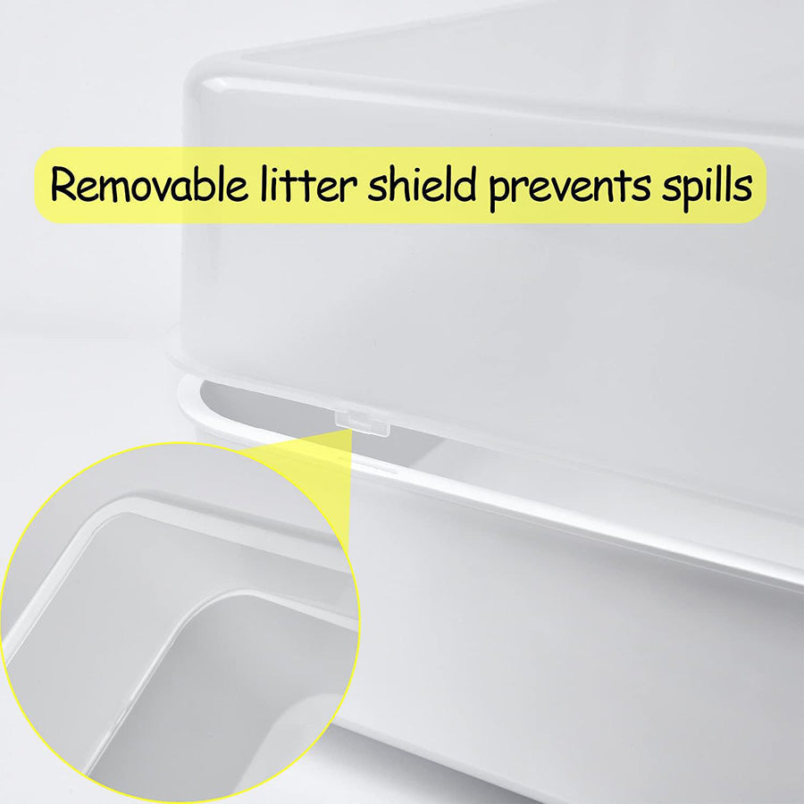 Close-up of the clear shield clipped onto the tray rim