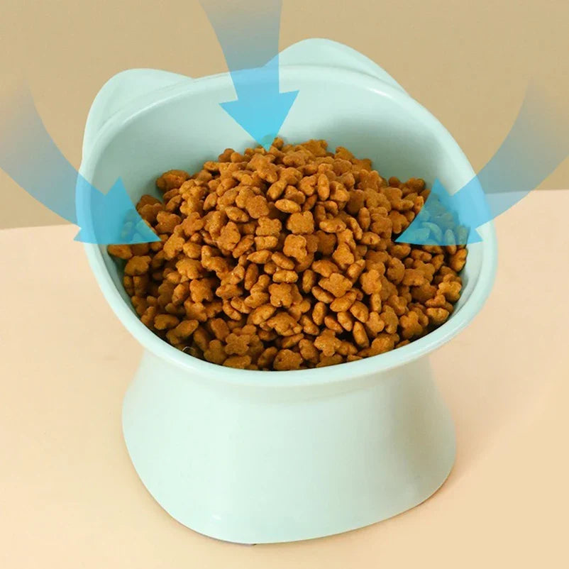A mint raised bowl filled with dry food, a colour not sold here