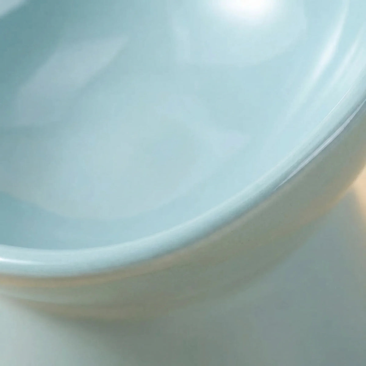 Close-up of the smooth, glossy inside of the bowl