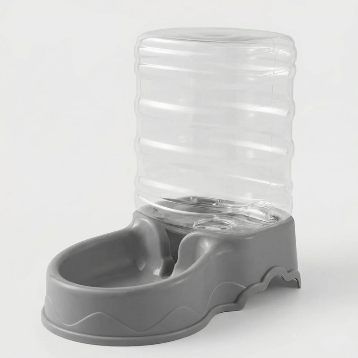 Grey gravity water dispenser with a clear reservoir