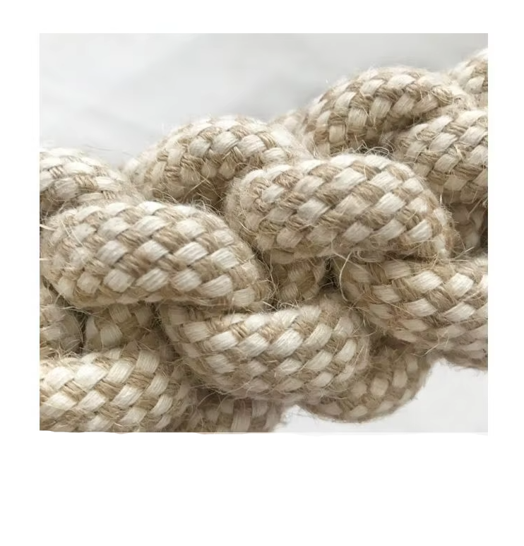 Close-up of the braided natural cotton rope used for the toys