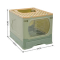 Green enclosed cat litter box with a beige grid top, 51 cm wide, 41 cm deep and 38 cm high