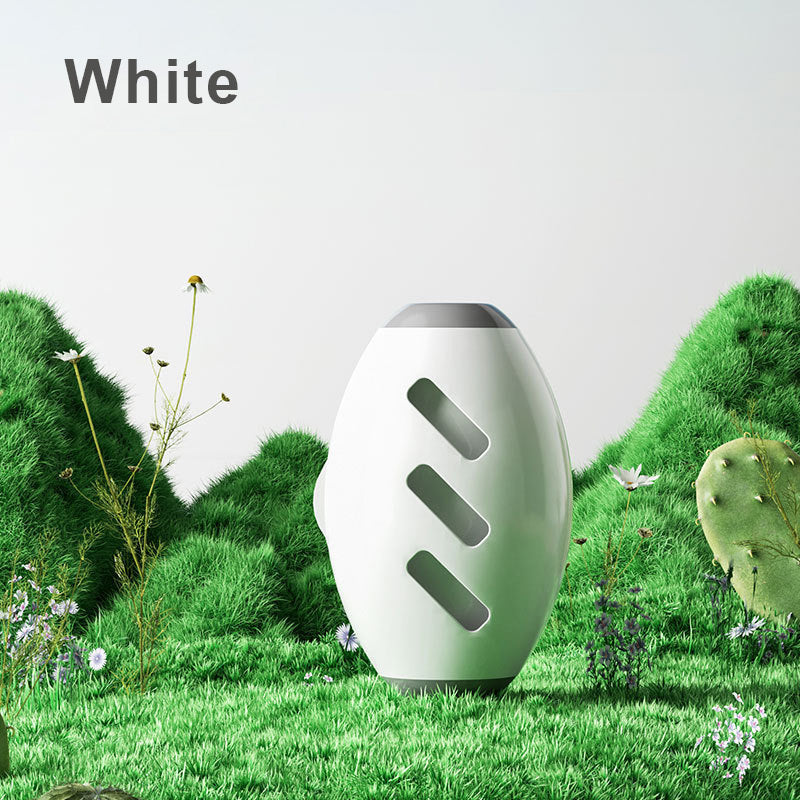 White pet hair roller standing on grass, labelled White