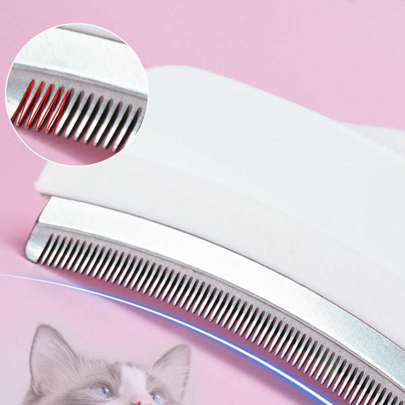 Close view of the fine rounded teeth on the comb's steel blade