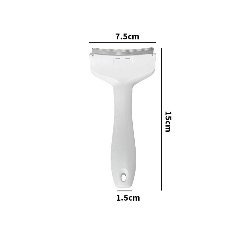 The small white deshedding comb: blade 7.5 cm wide, 15 cm long