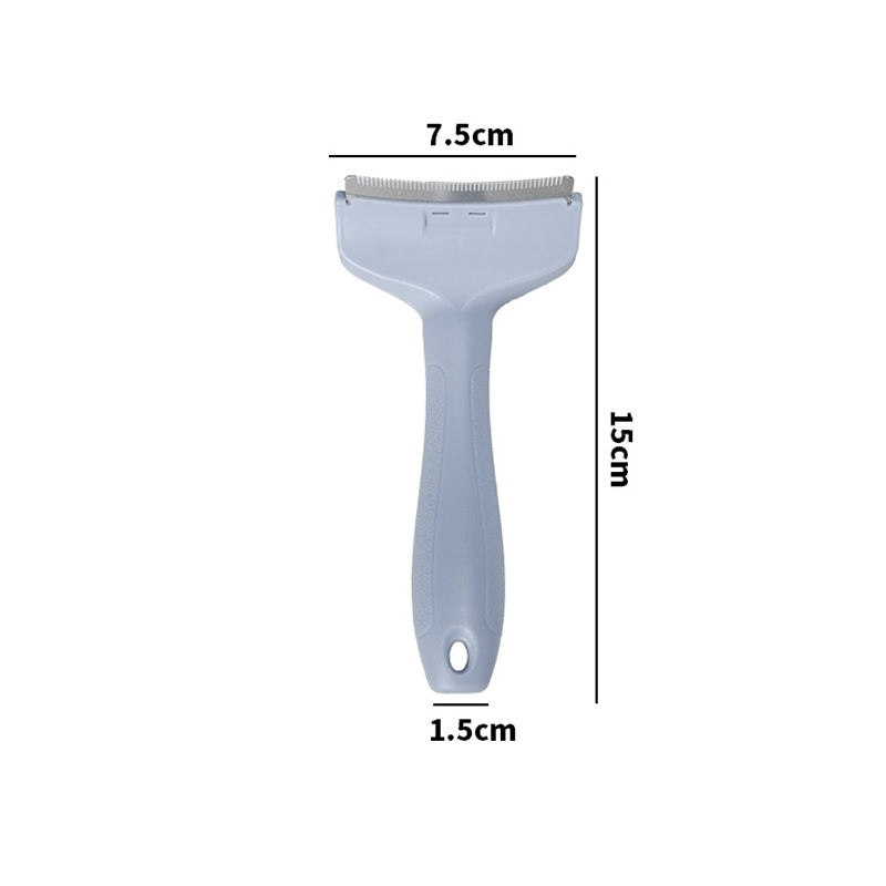 The small blue deshedding comb: blade 7.5 cm wide, 15 cm long