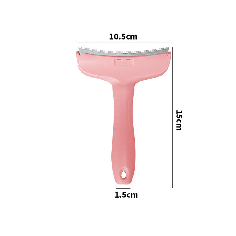 The large pink deshedding comb: blade 10.5 cm wide, 15 cm long